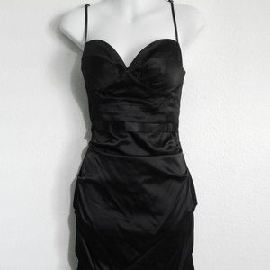 Rubber Ducky Productions LBD black satin seashell spaghetti strap cocktail dress